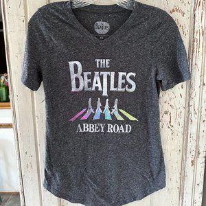 THE BEATLES HEATHER GRAY ABBEY ROAD V-NECK TEE